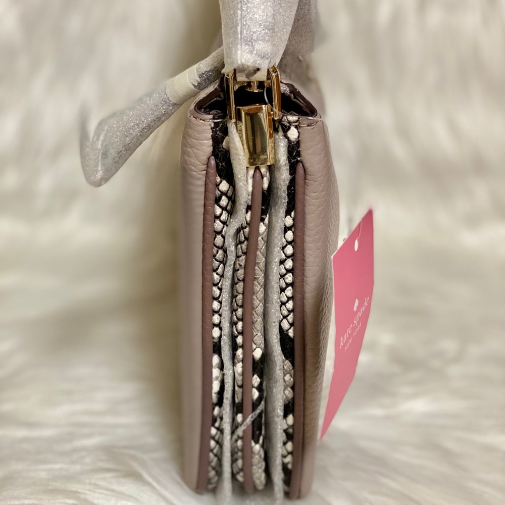 Kate Spade Triple Gusset Crossbody Snakeskin Trim - Picture 8 of 14